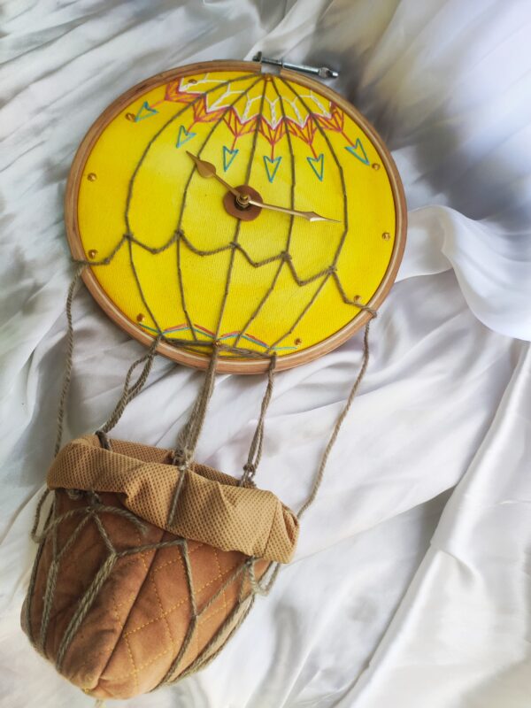 embroidered hoop art parachute wall clock
