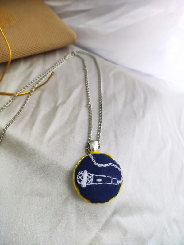 singer's mic embroidered pendant