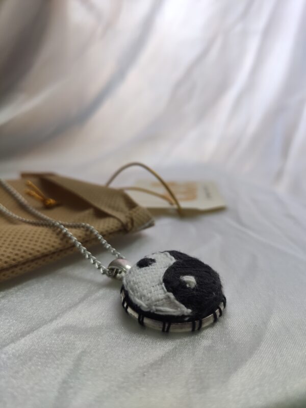 yin yang embroidered pendant