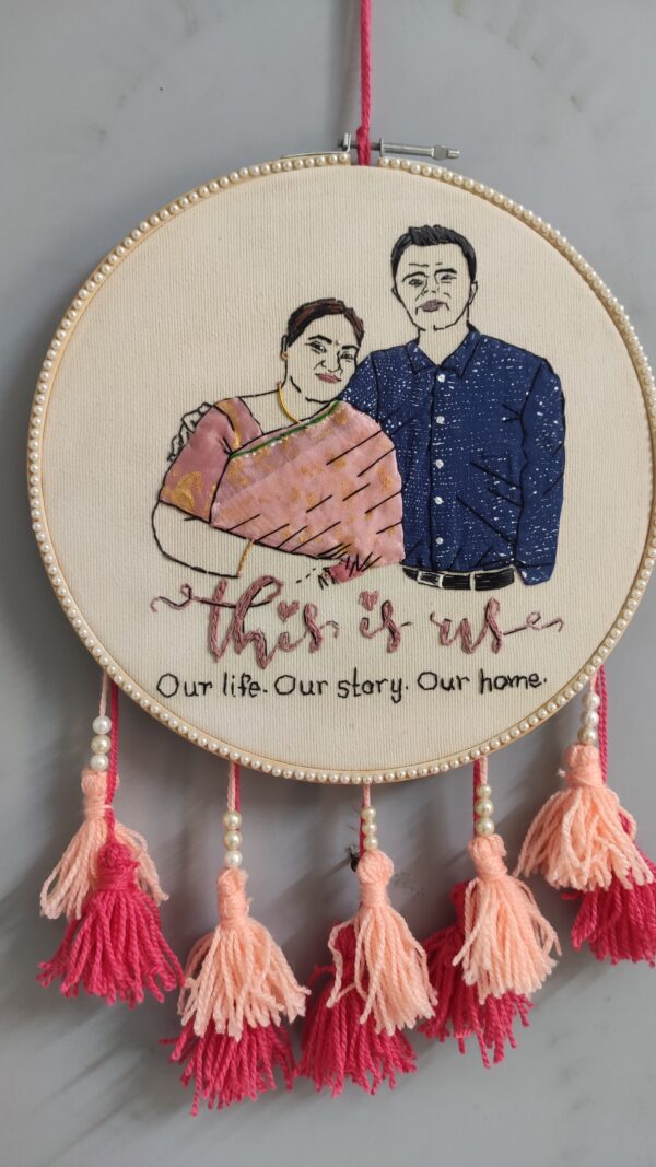 custom embroidery couples's hoop art