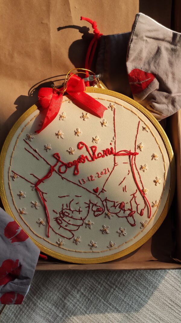 custom embroidery hoop art for couples