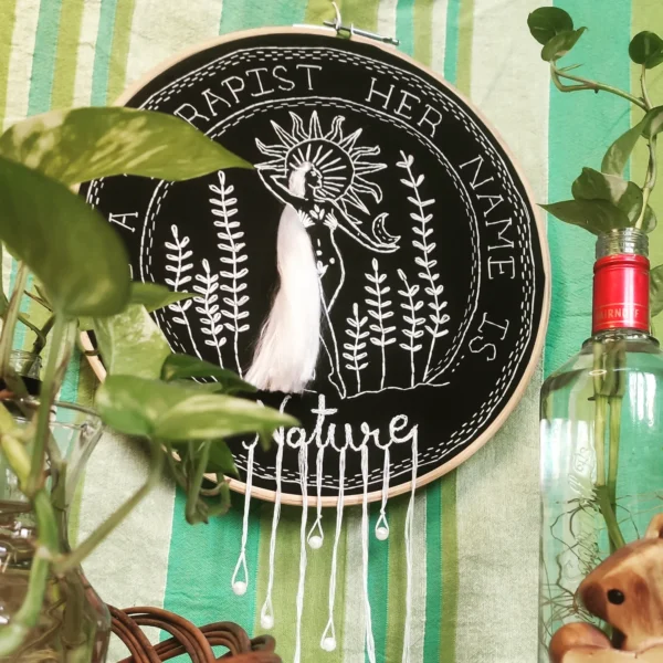 embroidered hoop art for nature is my therapist