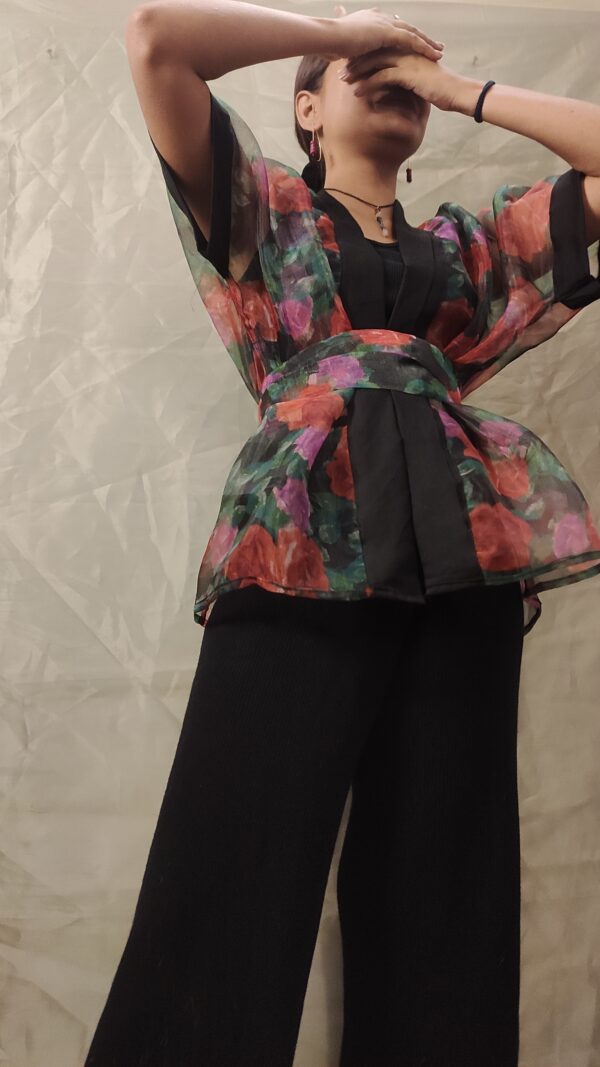rose Organza kimono with belt