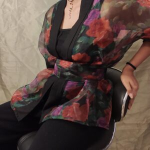 rose Organza kimono with belt