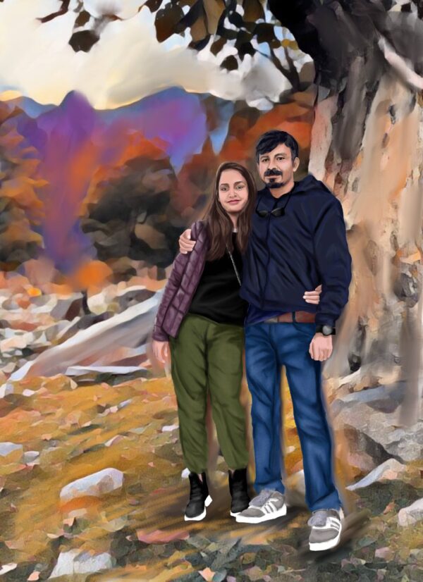 custom couple digital portrait of lovers