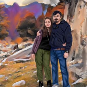 custom couple digital portrait of lovers