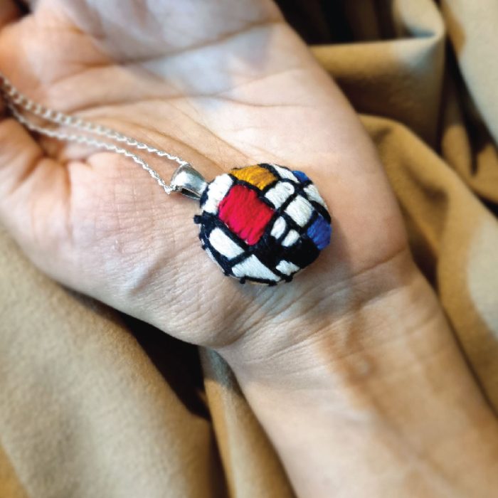 Kaleidoscope Embroidered Cube Pendant