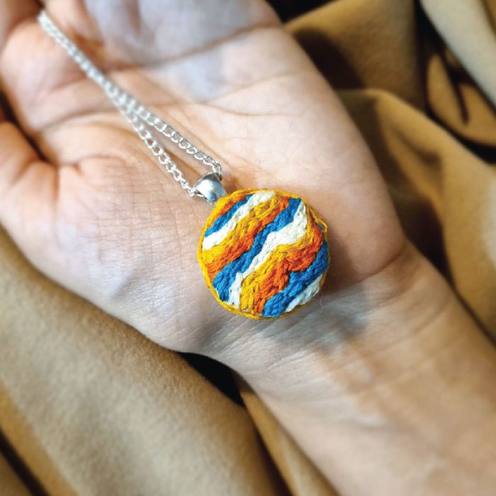 Color Wave Embroidered Pendant