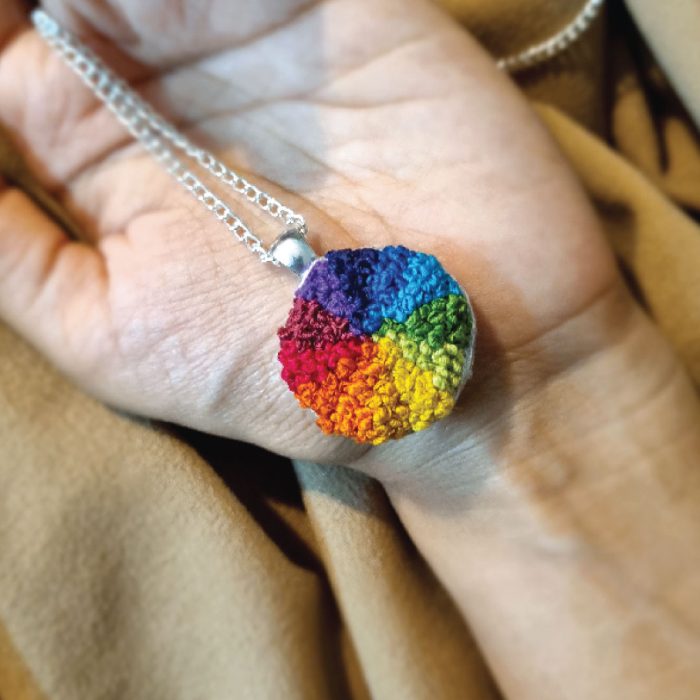 Color Wheel Embroidered Pendant