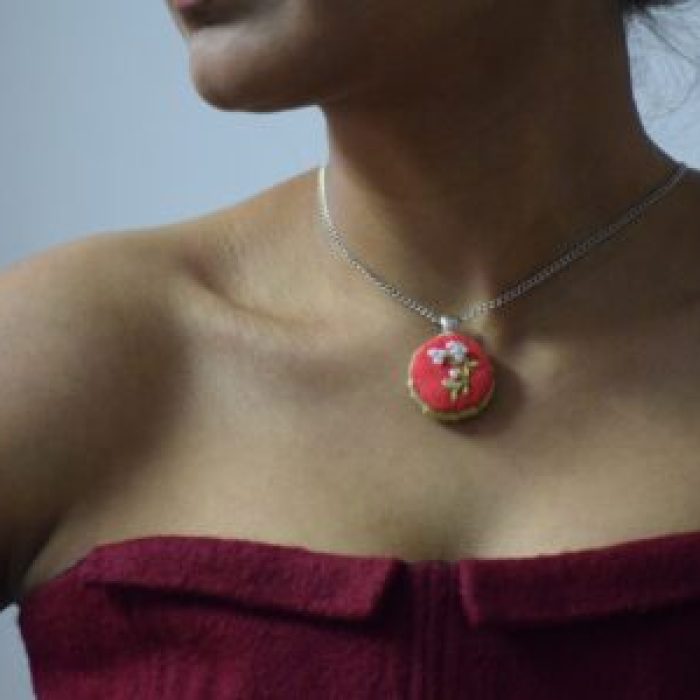 Flower Buds Embroidered Pendant