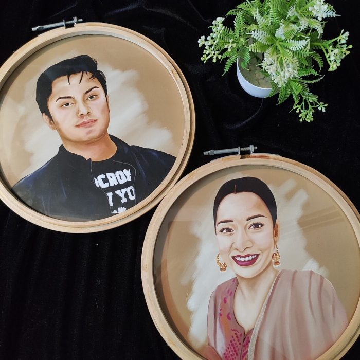 Custom digital portrait Hoop set for Couple’s