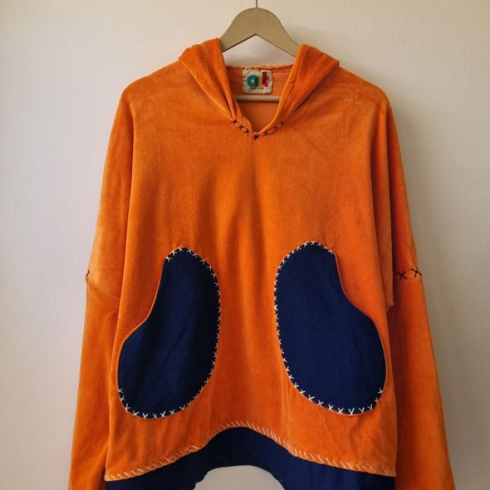 Blue Orange Velvet Hoodie