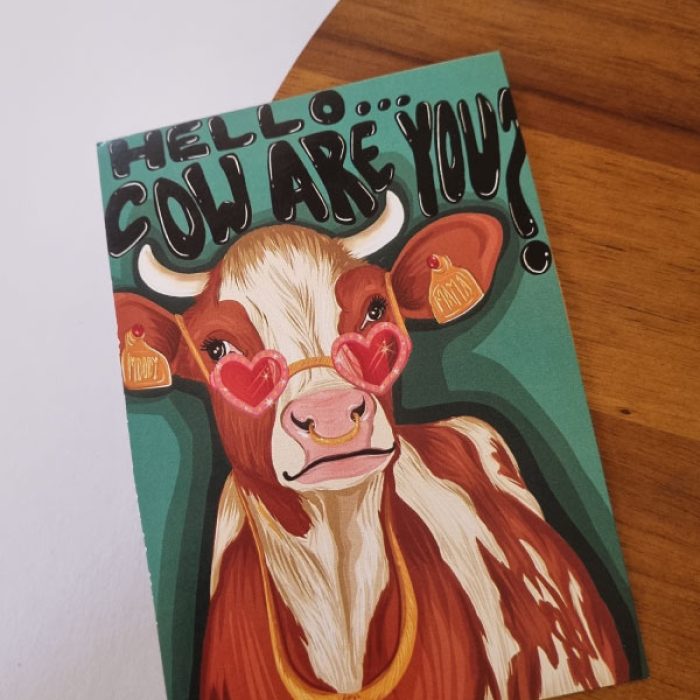 Hello Cow are you? Art Print