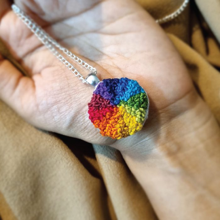 Color Wheel Embroidered Pendant