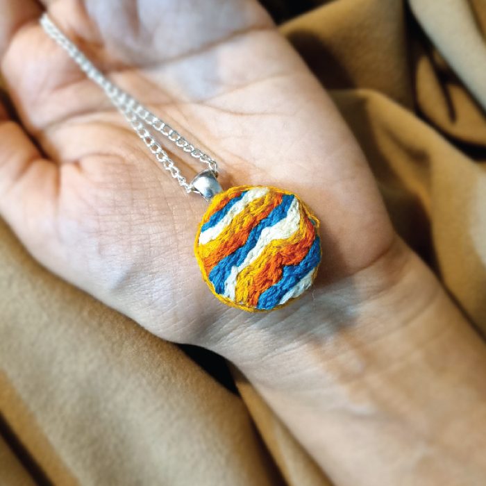 Color Wave Embroidered Pendant