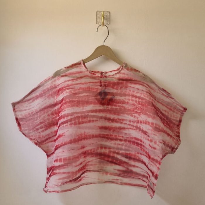 Organza Red lehariya Zero Waste Top